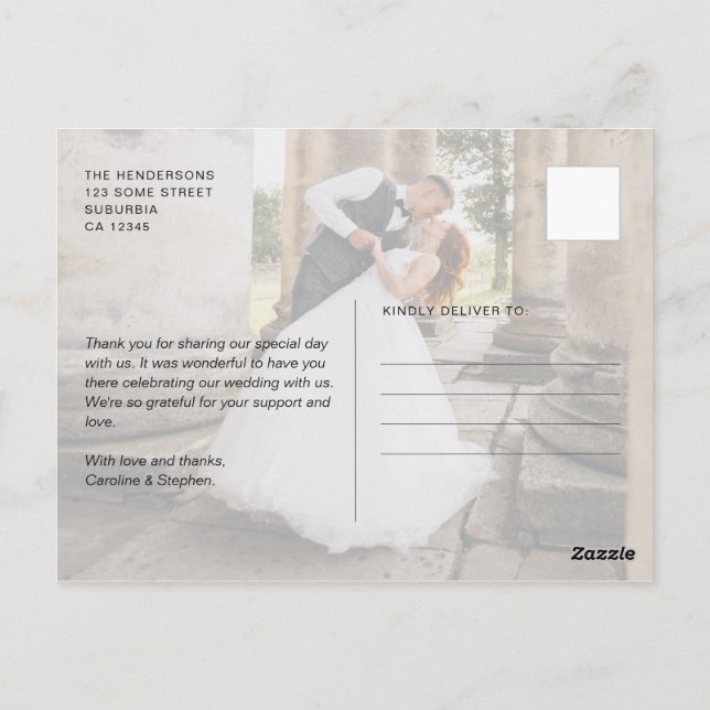 Moderne Liebe & Danke 6-Foto Hochzeit Vielen Dank Postkarte (Rückseite)