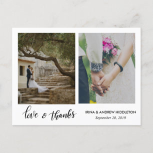 Moderne Liebe & Dankeschön-Skript Zwei Hochzeiten  Postkarte