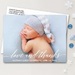 Moderne Liebe der Kalligraphie und dank Baby Foto Postkarte<br><div class="desc">Moderne Elegante Kalligraphie Liebe und Danke New Baby Foto Vielen Dank Postcard</div>