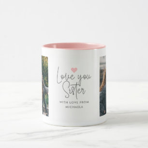 Moderne "Liebe dich Schwester" 2-Foto Tasse