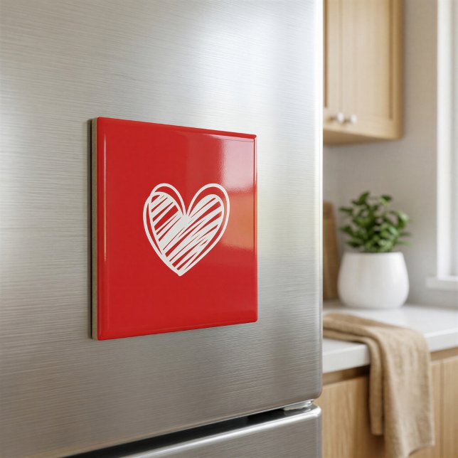 Moderne Liebe Elegantes Weiß und Rot Romantisches  Magnet (Von Creator hochgeladen)