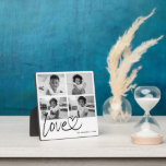 Moderne Liebe FotoCollage Fotoplatte<br><div class="desc">Zeigen Sie jemandem ganz besonders,  wie wunderbar es ist mit dem stilvollen Skript "Liebe" mit Connect-Herz und der benutzerdefinierten 4-Foto Collage-Plakette. Großartiges Geschenk für Oma,  Geburtstag,  Jubiläum und mehr!</div>