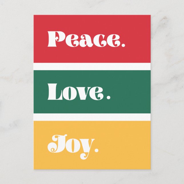 Moderne Liebe für Frieden Weihnachten Postkarte (Vorderseite)