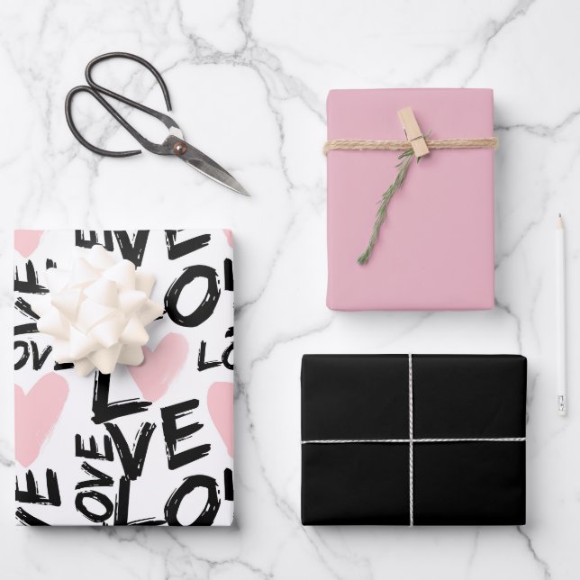 Moderne Liebe Geschenkpapier Set (Vorderseite)