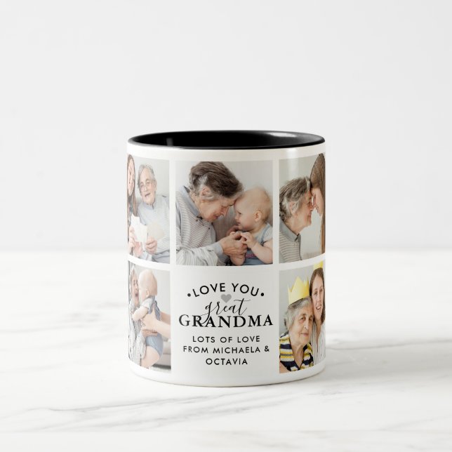 Moderne Liebe Großartiges Grandma/Granny/Nana 9-Fo Zweifarbige Tasse (Mittel)