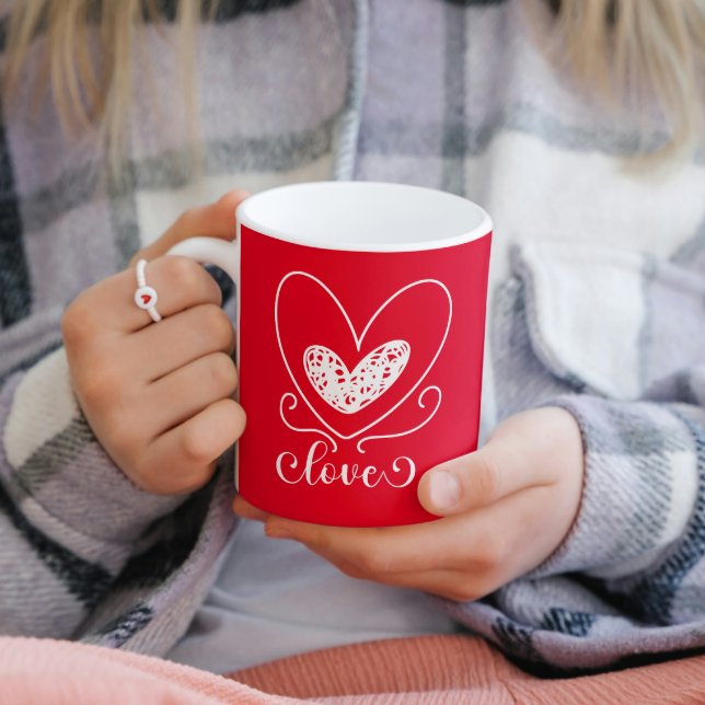 Moderne Liebe Herzt Niedliches Glückwunsch Valenti Kaffeetasse (Von Creator hochgeladen)