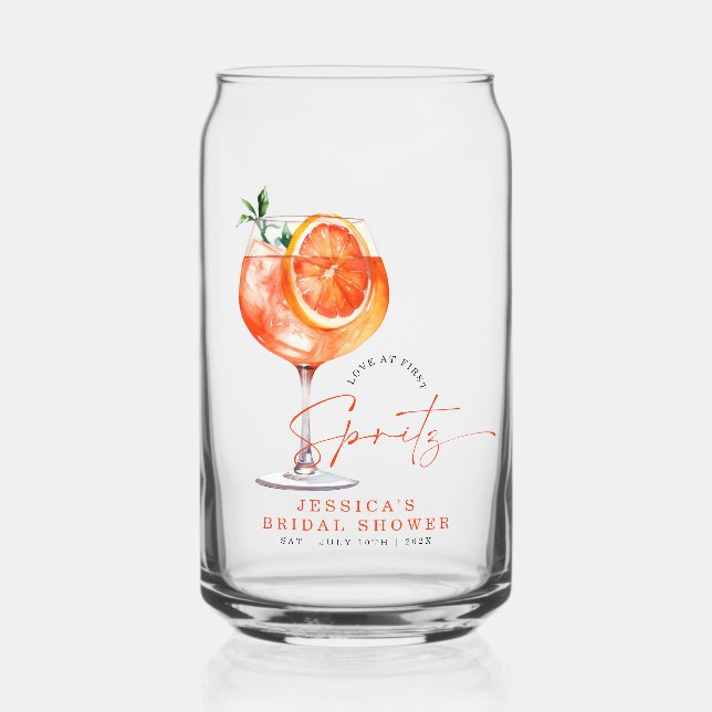 Moderne Liebe im ersten Spritz-Brautparty Dosenglas (Vorderseite)