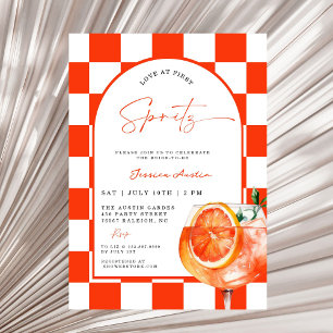 Moderne Liebe im ersten Spritz Orange Brautparty Einladung