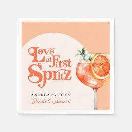 Moderne Liebe im First Spritz Retro Brautparty Serviette