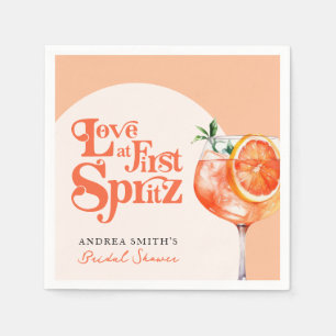 Moderne Liebe im First Spritz Retro Brautparty Serviette