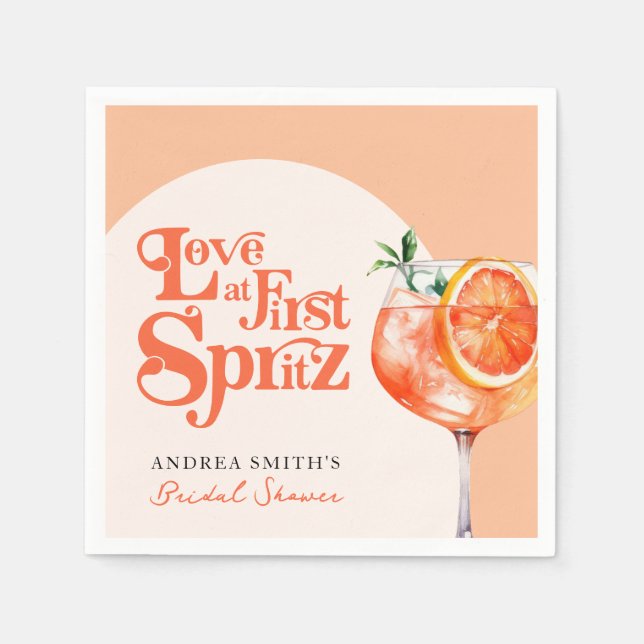 Moderne Liebe im First Spritz Retro Brautparty Serviette (Vorderseite)