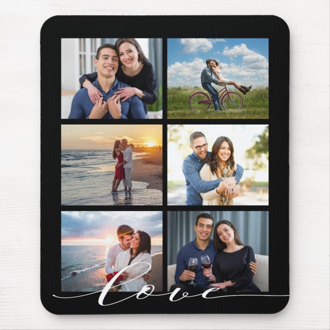 Moderne Liebe Kalligrafie FotoCollage Mousepad (Vorne)