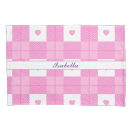 Moderne Liebe Kariert rosa Herzenskollektion Kissenbezug