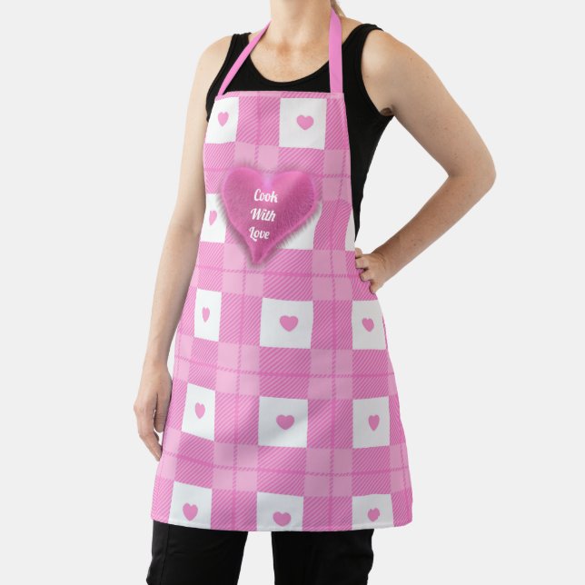 Moderne Liebe Kariert rosa Herzenskollektion Schürze (InSitu)
