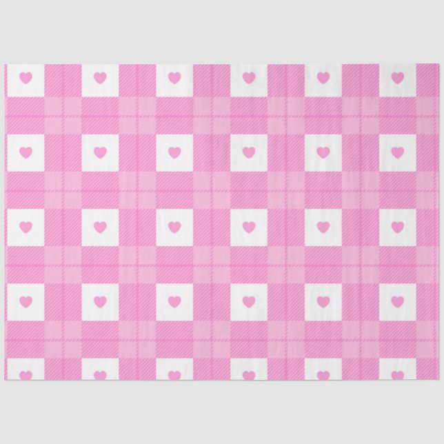 Moderne Liebe Kariert rosa Herzenskollektion Seidenpapier (Vorderseite)