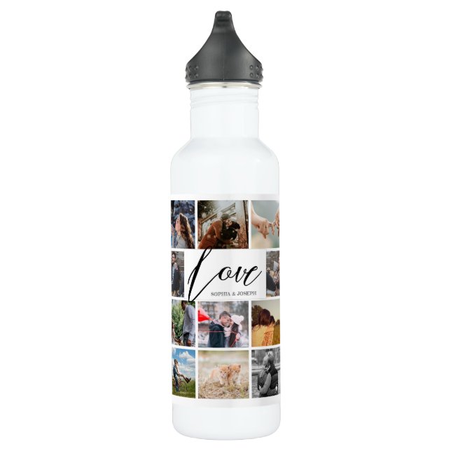 Moderne Liebe kundenspezifische Foto Collage Valen Edelstahlflasche (Rechts)