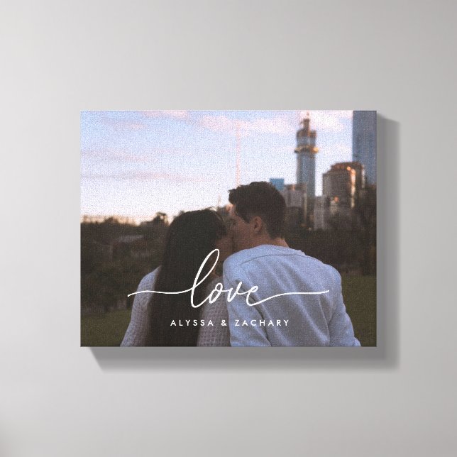 Moderne "Liebe" kundenspezifisches Foto & Namen Leinwanddruck (Vorderseite)