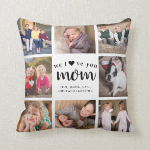 Moderne Liebe Mama Familienfoto Collage Kissen