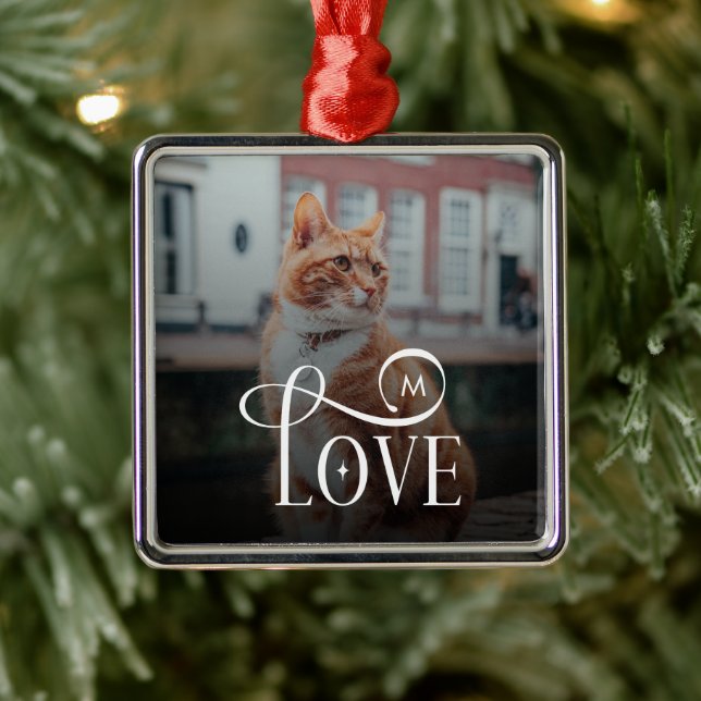 Moderne Liebe Maßgeschneiderte Katzen Haustiere Fo Ornament Aus Metall (Baum)