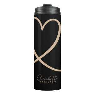 Moderne Liebe Personalisierter Name Schwarzer Tan Thermosbecher
