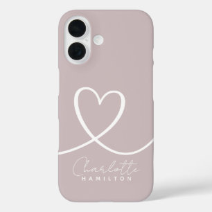 Moderne Liebe Personalisiertes Rosa Herz iPhone 16 Hülle