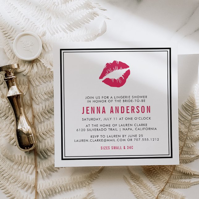 Moderne Liebe | Pink Kiss Lingerie Dusche Einladung (Von Creator hochgeladen)