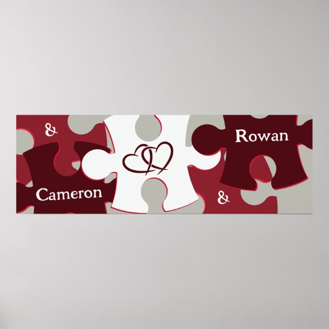 Moderne LIEBE Puzzleteile Individuelle Namen Poster (Vorne)