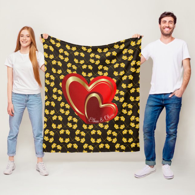 Moderne Liebe Red Hearts Personalisiert Hochzeitsp Fleecedecke (Beispiel)