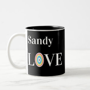 Moderne Liebe Regenbogen auf Chic Black Zweifarbige Tasse