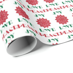 Moderne Liebe Rot, Grün und Weiß, Friede, Freude Geschenkpapier