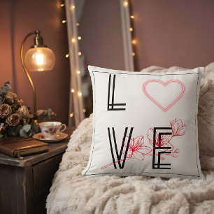 Moderne Liebe Rotes Blumenherz Romantisches Gesche Kissen