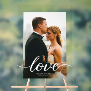 Moderne Liebe Script Custom Foto Akryllische Hochz Acrylschild