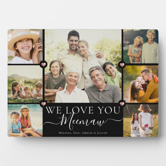 Moderne Liebe Sie Meemaw Familienfoto Collage Pla Fotoplatte (Vorderseite)