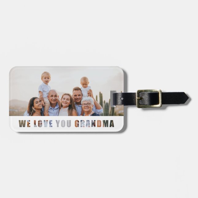 Moderne Liebe Sie Oma Familie Foto Gepäckanhänger (Vorderseite horizontal)
