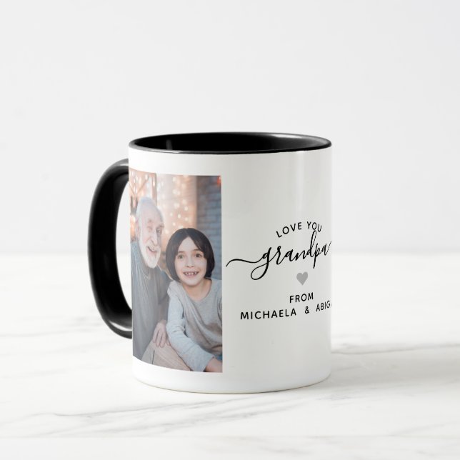 Moderne Liebe Sie Opa/Grampy/andere 2-Foto Tasse (Vorderseite Links)
