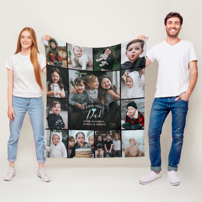 Moderne Liebe Sie Vater/Papa/andere Fotosammlungen Fleecedecke (Beispiel)