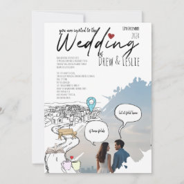 Moderne Liebe Story Timeline Illustriert Hochzeit Einladung