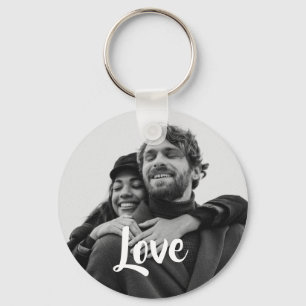 Moderne Liebe Typografie Personalisierte Paare Fot Schlüsselanhänger