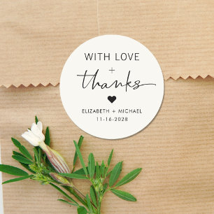 Moderne Liebe und dank Creme Hochzeit Runder Aufkleber