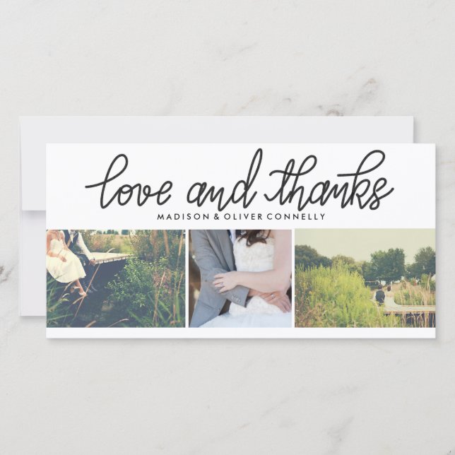 Moderne Liebe und Dank drei Hochzeiten FotoCollage Dankeskarte (Vorderseite)