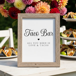 Moderne Liebe und Tacos Bridal Fiesta-Zeichen Poster