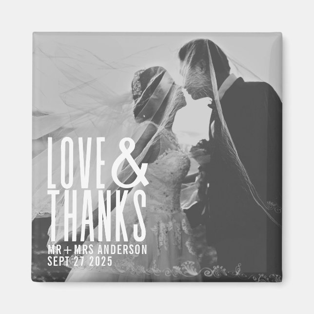Moderne Liebe und vielen Dank für Ihre Hochzeit Magnet (Vorne)