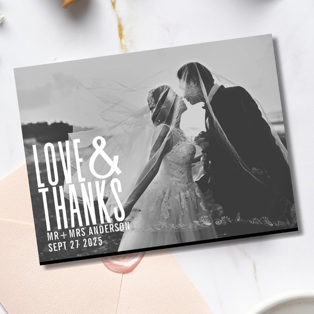 Moderne Liebe und vielen Dank für Ihre Hochzeit Postkarte (Von Creator hochgeladen)