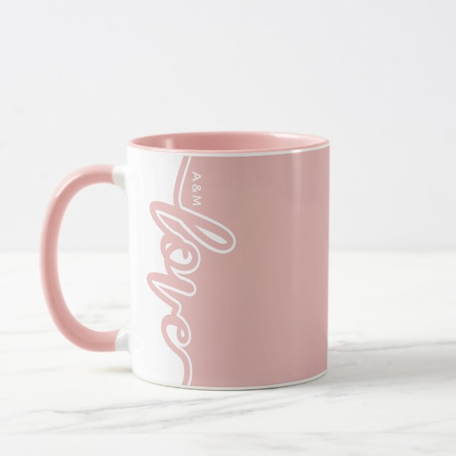 Moderne LIEBE Valentine's Day Custom Initials Tass Tasse (Links)
