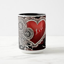 Moderne Liebe von Spitzen und Herz Tasse