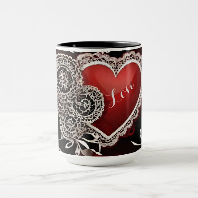 Moderne Liebe von Spitzen und Herz Tasse (Zentrum)