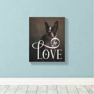 Moderne Liebes-Hunde-Fotos mit Monogramm Leinwanddruck