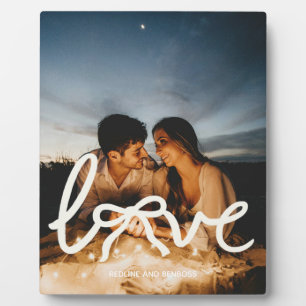 Moderne Liebesbogen-Typografie-Paar-Foto-Plakette Fotoplatte