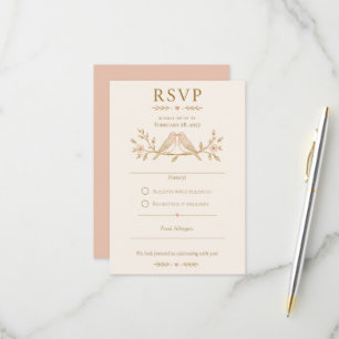 Moderne Liebesvögel Minimalistische Hochzeit RSVP Karte