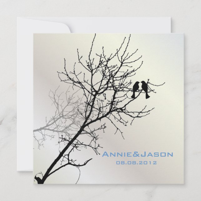 Moderne Liebesvögel rustikale Landhochzeit Einladung (Vorderseite)